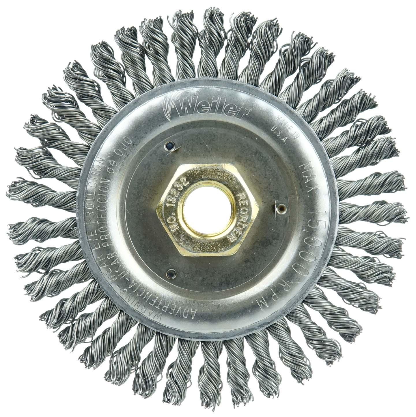Roughneck 13232 Narrow Face Wheel Brush With Nut, 4-1/2 in Dia Brush, 3/16 in W Face, 0.02 in Dia Stringer Bead Knot Filament/Wire, 5/8-11 Arbor Hole - Wheel Brushes